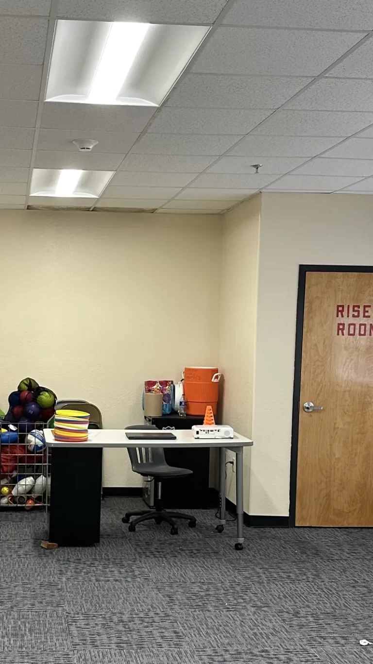 Network closet before SpaceCenter Systems cleanup at Horizon Montessori